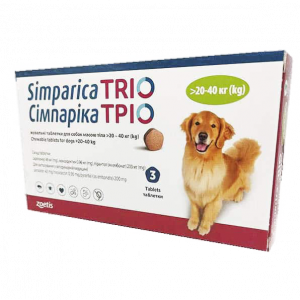 Simparica Trio Chewable for Dogs 20,1-40 kg (44-88 lbs)