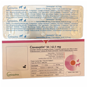 Clavaseptin 50/ 62.5 mg(amoxicillin + clavulanic acid)